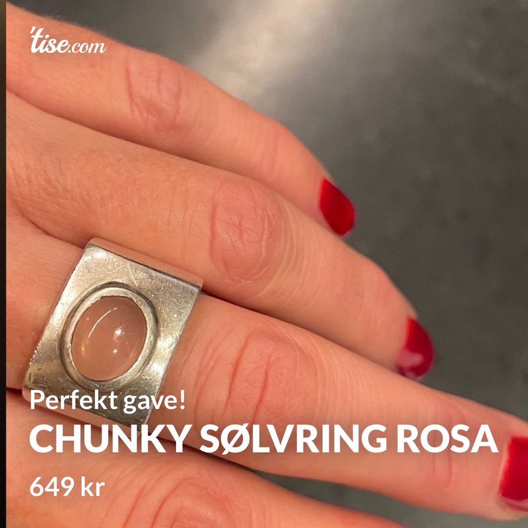 Chunky sølvring rosa