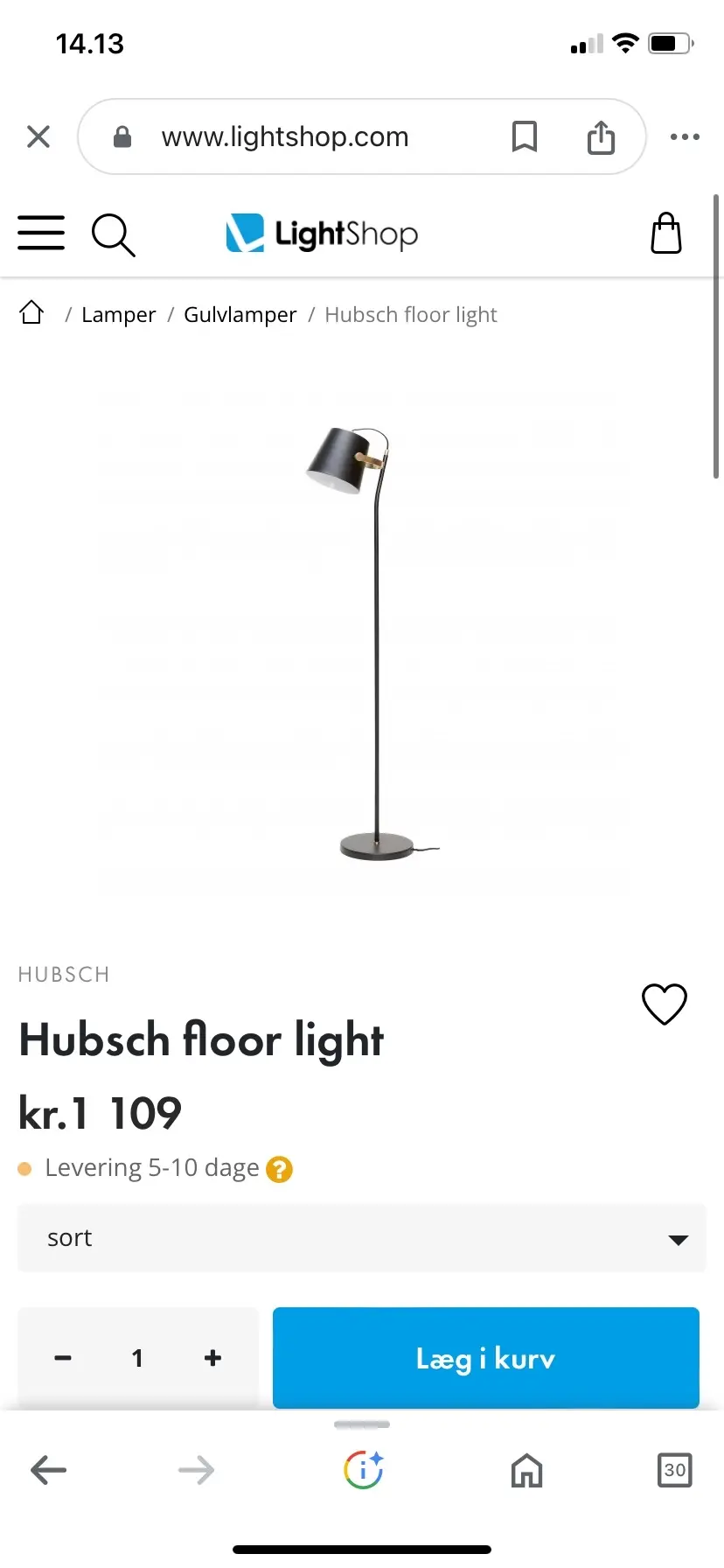 Hübsch gulvlampe