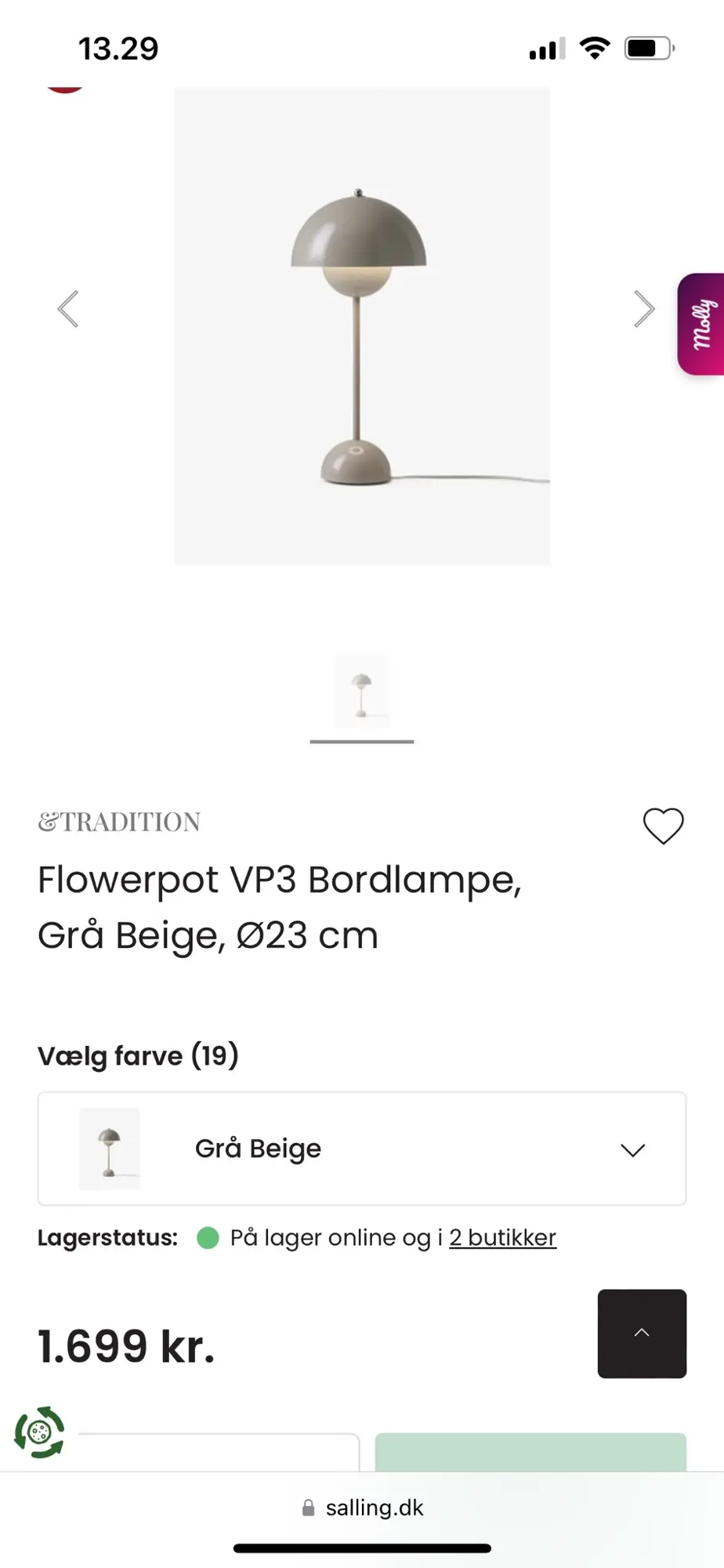 Verner Panton bordlampe