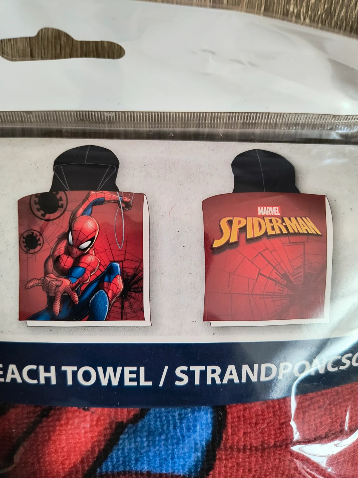 Ponczo z kapturem Spiderman ręcznik plaża 100x50