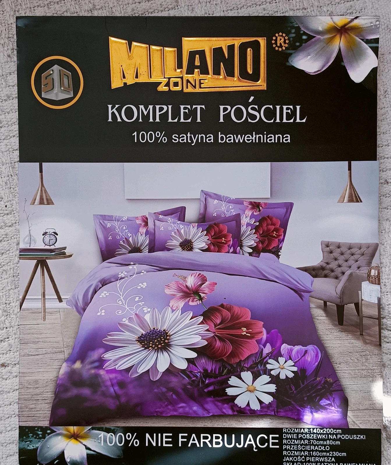 Milano Komplet nowej pościeli poszwa kołdra 135 x 200 poduszka prześcieradło