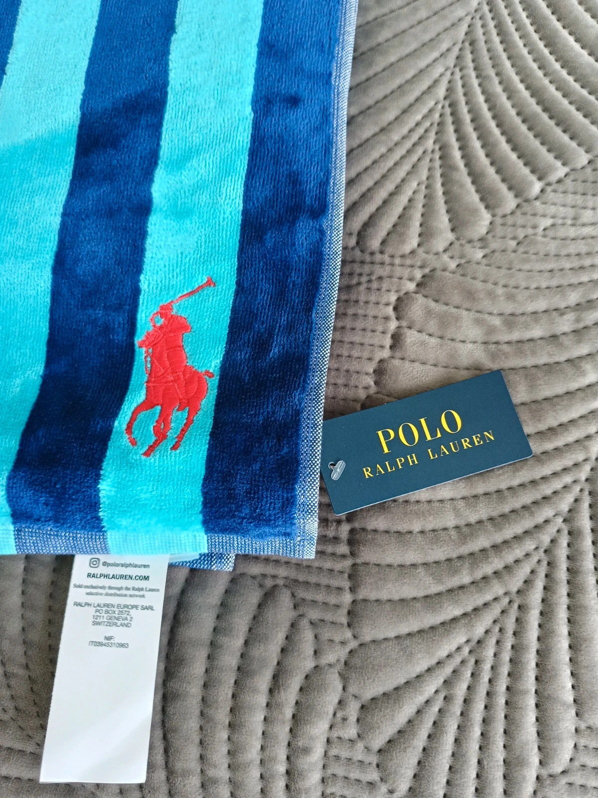 Niebieski ręcznik plażowy Polo Ralph Lauren