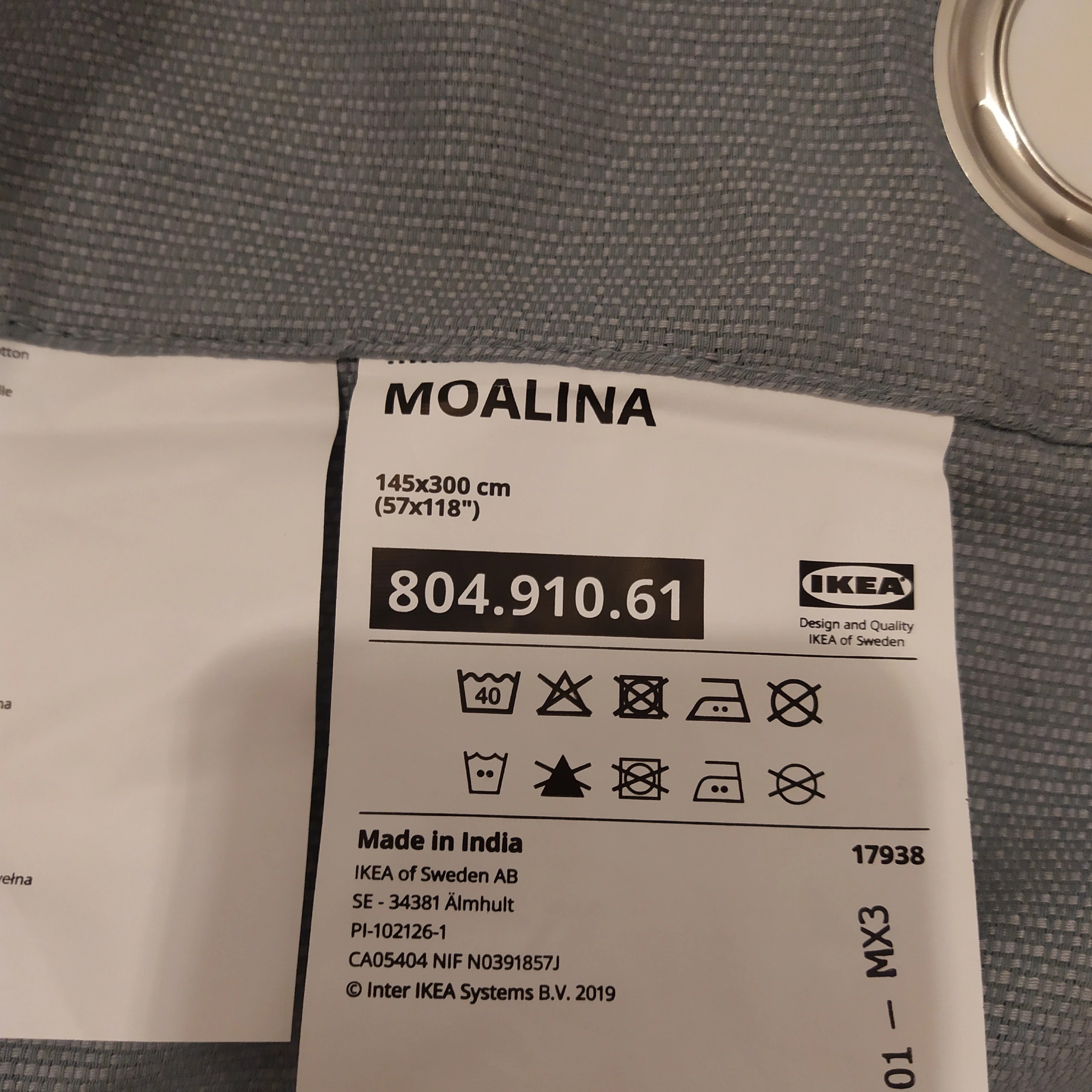 Moalina Ikea Zasłona 2 szt jasnoniebieski 145x300 cm-nowe bez org opa