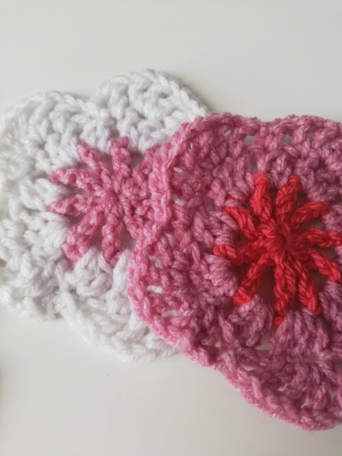 Handmade crochet podkładka pod kubki sakura cherry blossom kwiat wiśni własnoręczna na szydełku