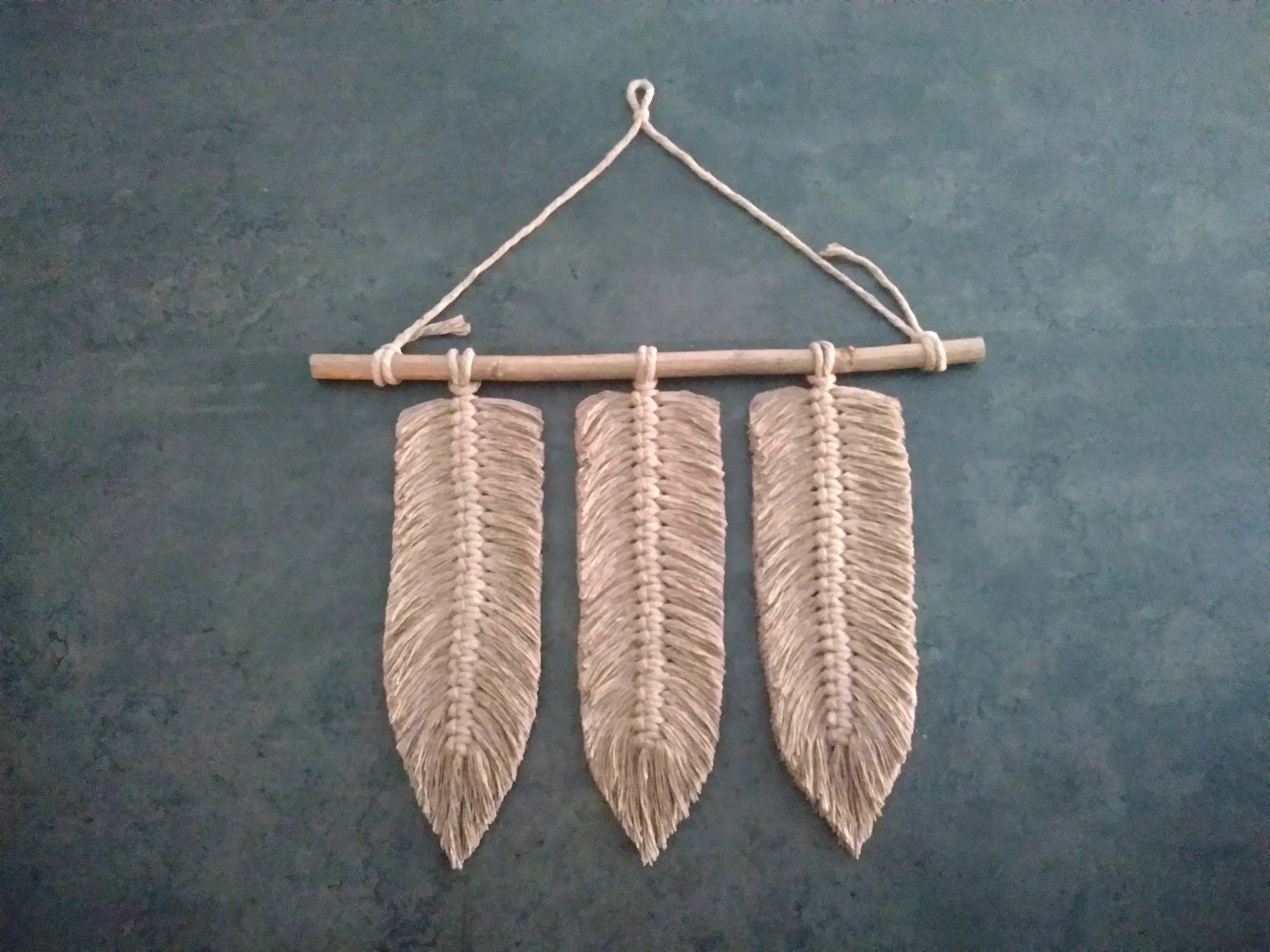 Makrama boho liście pióra 40 cm handmade