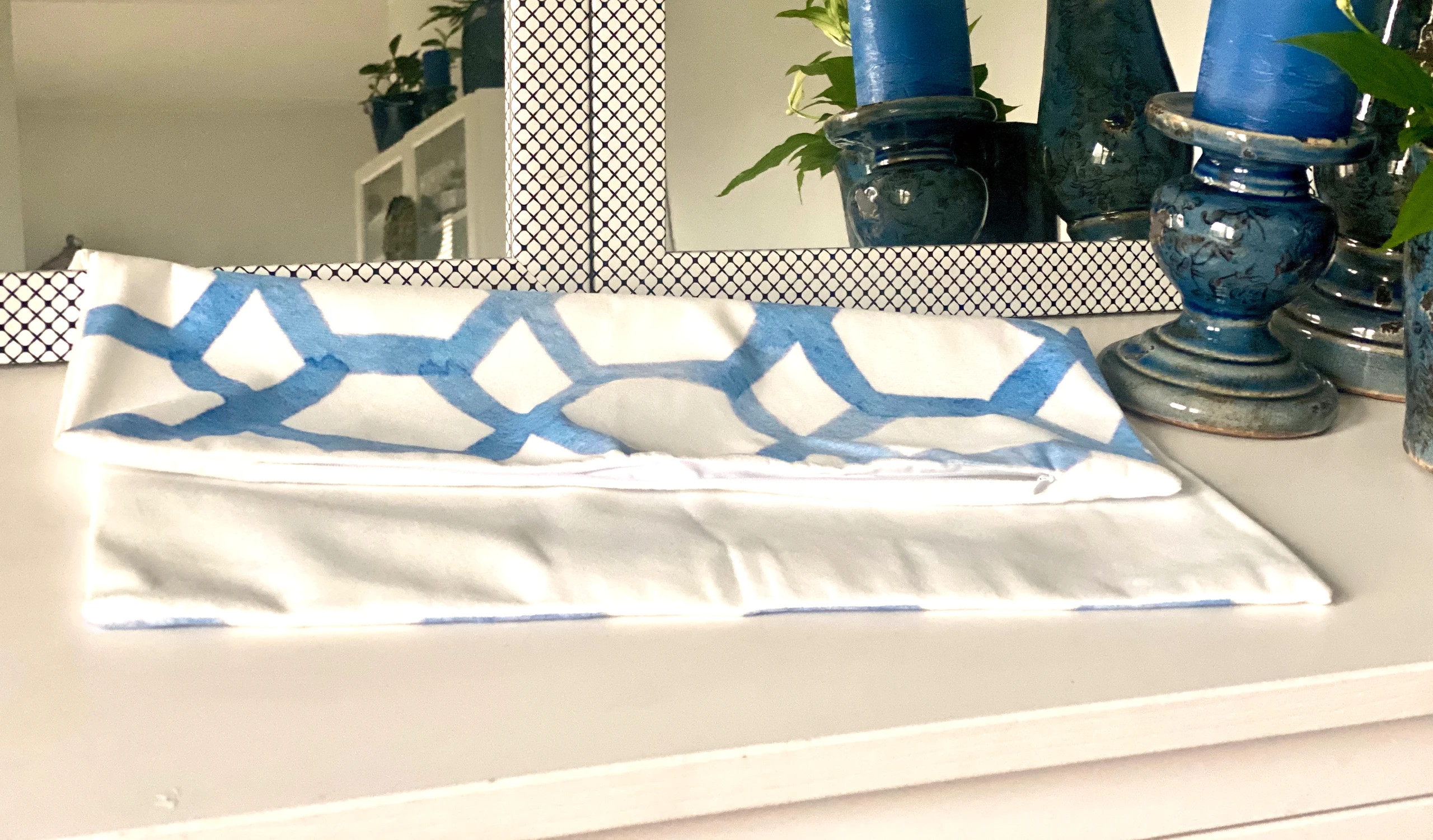 Poszewka na poduszkę 40 x 40 cm  niebieska styl Hamptons nowa