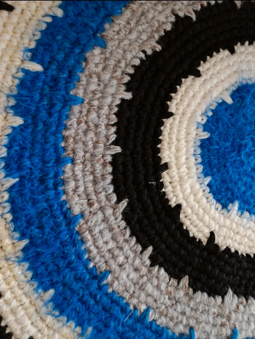 Dywan dywanik szydełkowy okrągły kolorowy wełniany nowy