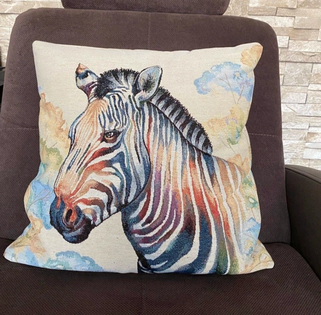 Poszewka gobelinowa ozdobna Zebra 45x45 cm Spain Nowa