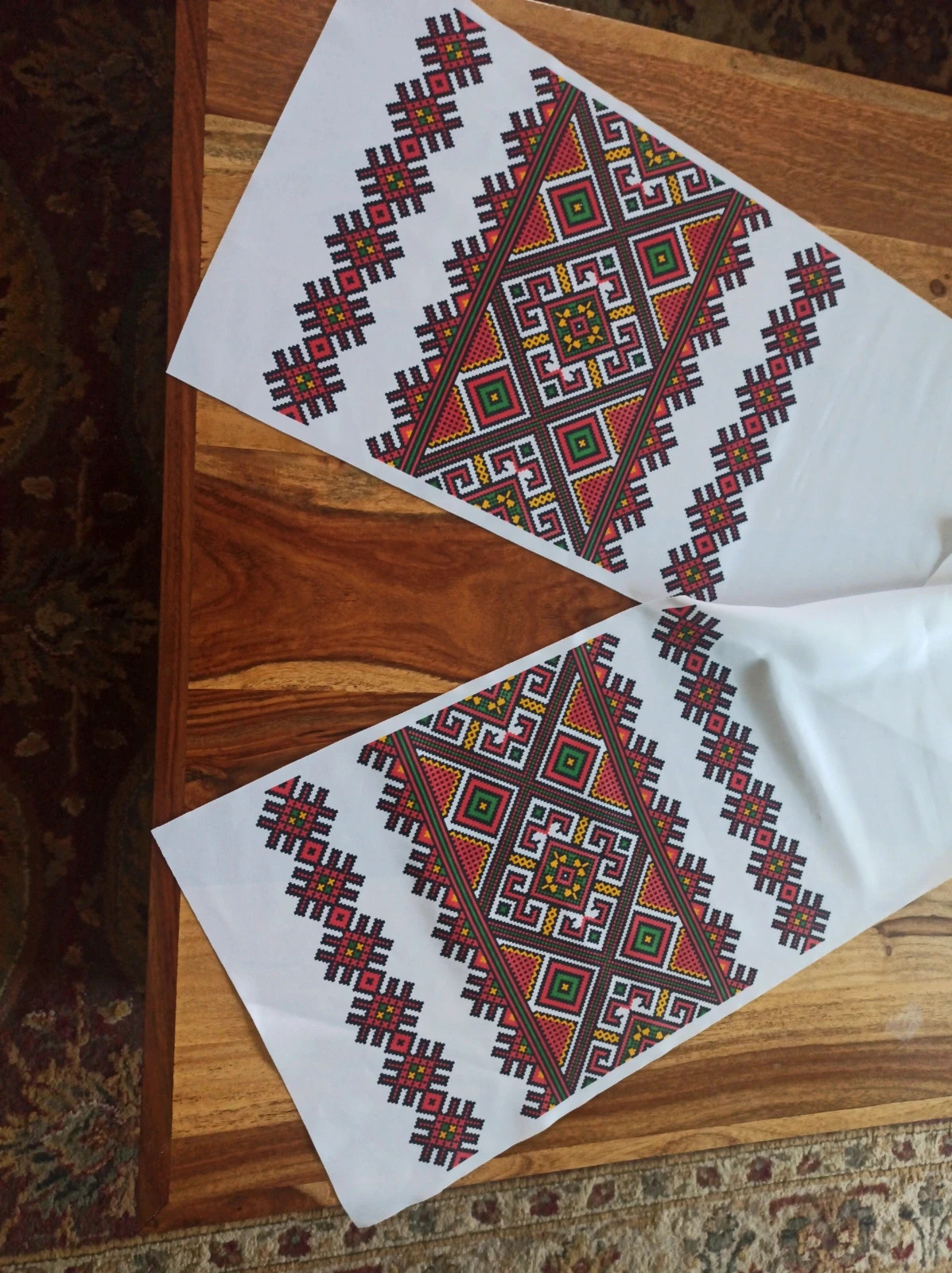 Nowy etno boho ręcznik obrus bieżnik nakładka Ukraina jak wyszywanka