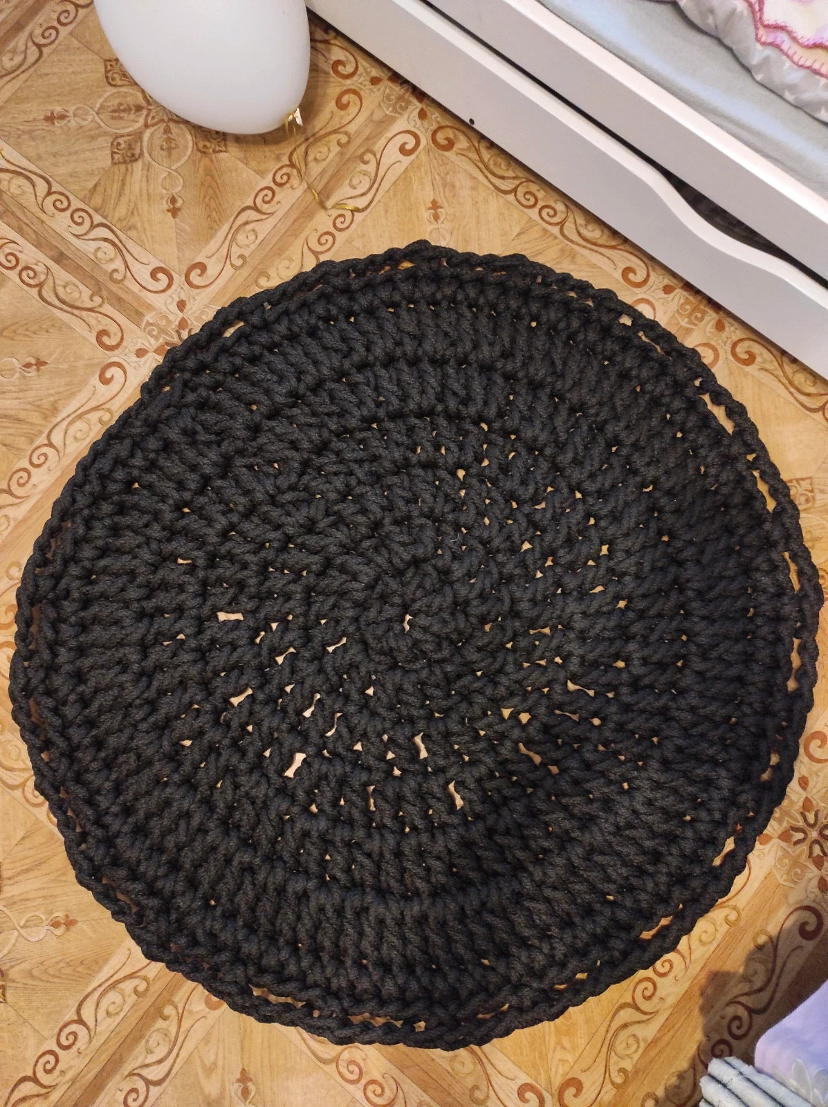 Czarny dywan Dywan na szydełku dywan handmade Dywan 100 cm  gruby dywan