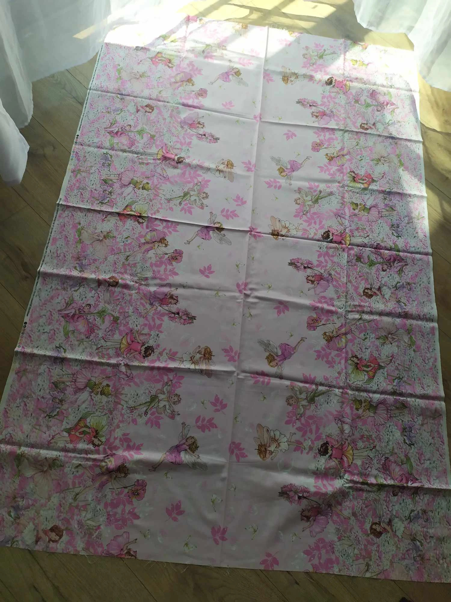 Zasłony materiał na zasłony obrus poduszki pokój dzieci dziewczynki różowe elfy