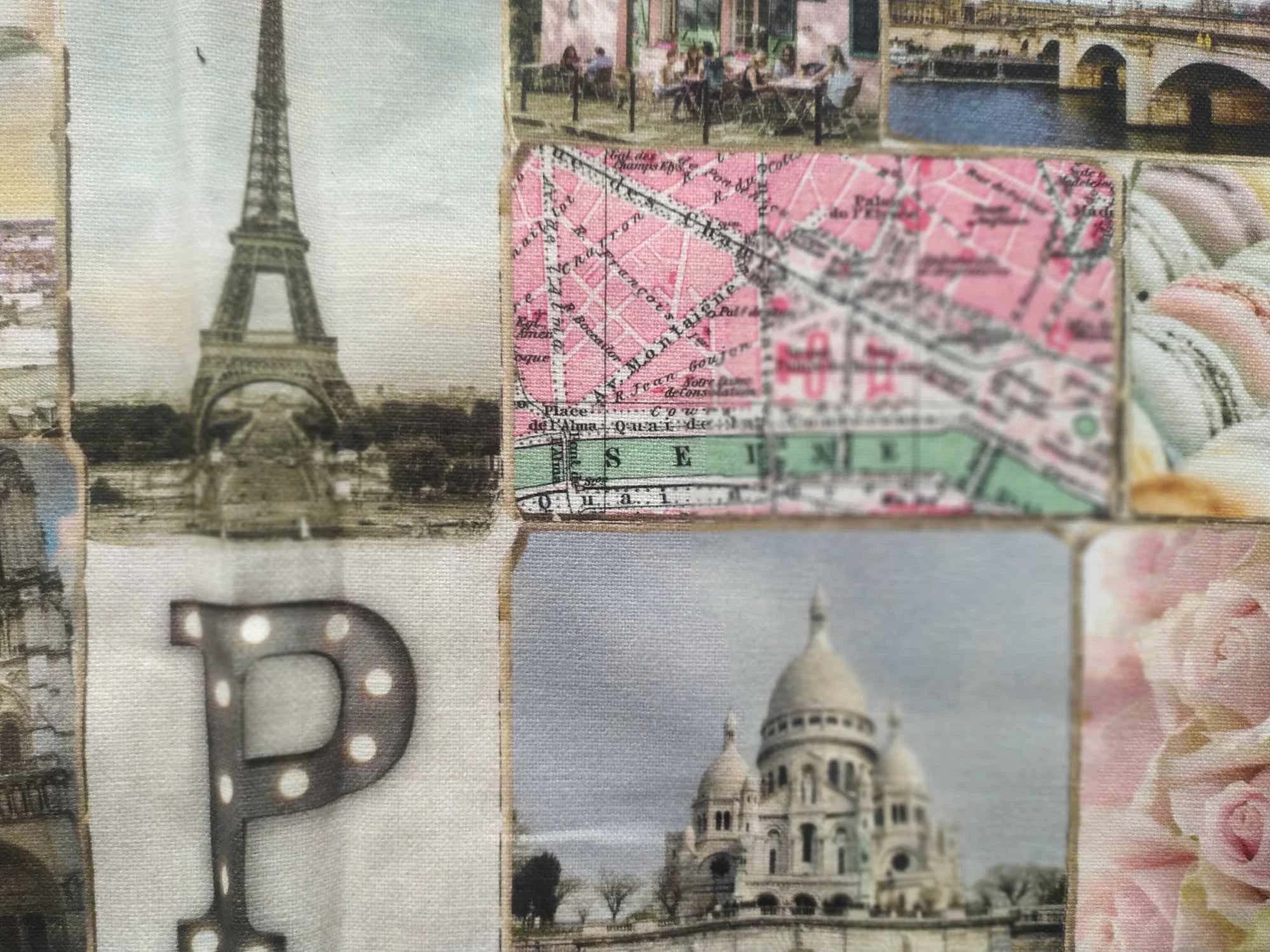 Zasłony- materiał tkanina na zasłony obrus Paryż Francja bardzo gruba bawełna belgijska tkanina