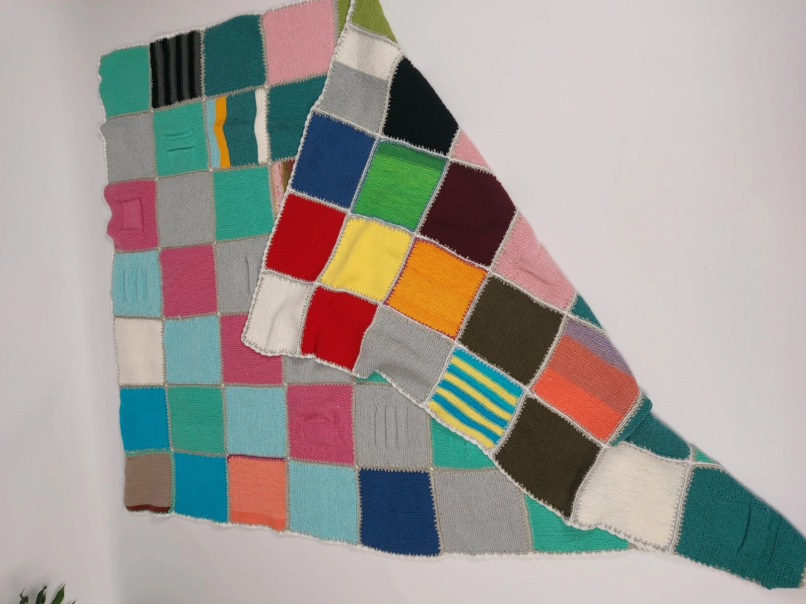 Nowy duzy koc narzuta kolorowa wielobarwna patchwork handmade 160 cm x 200 cm