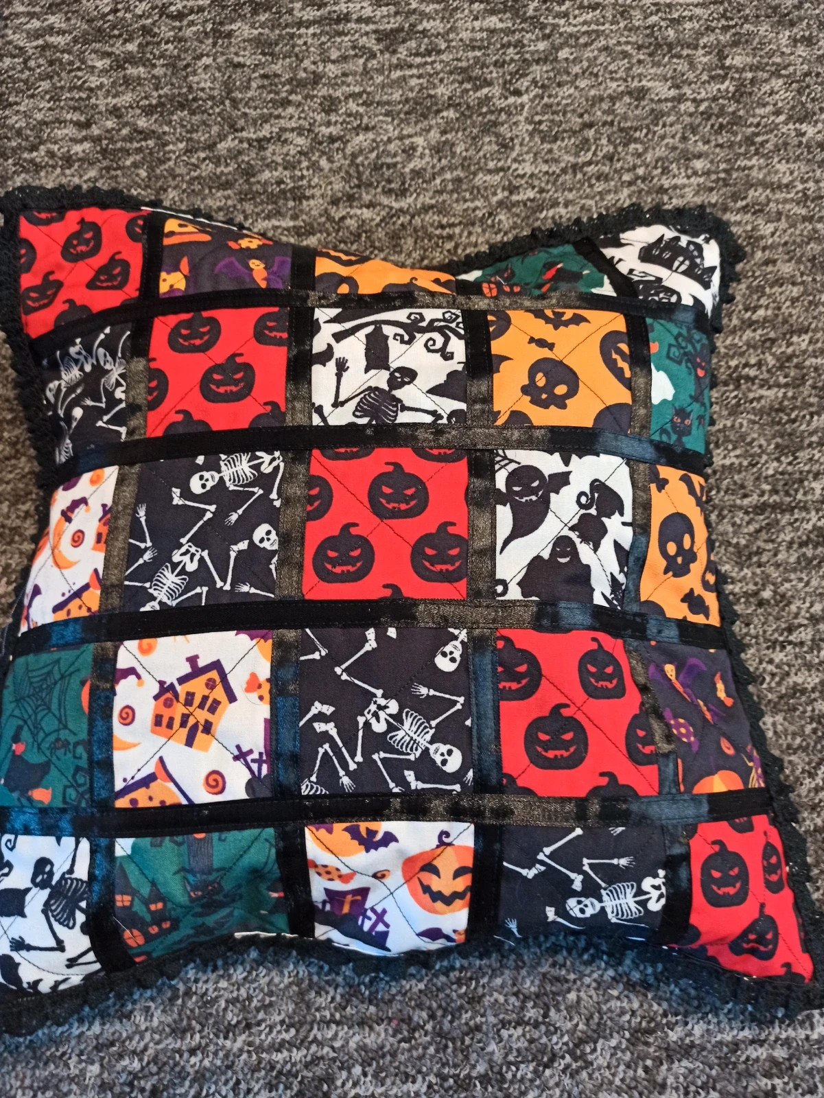 Helloween Poszewka ozdobna na Jaśka Wystrój wnętrz Handmade Patchwork