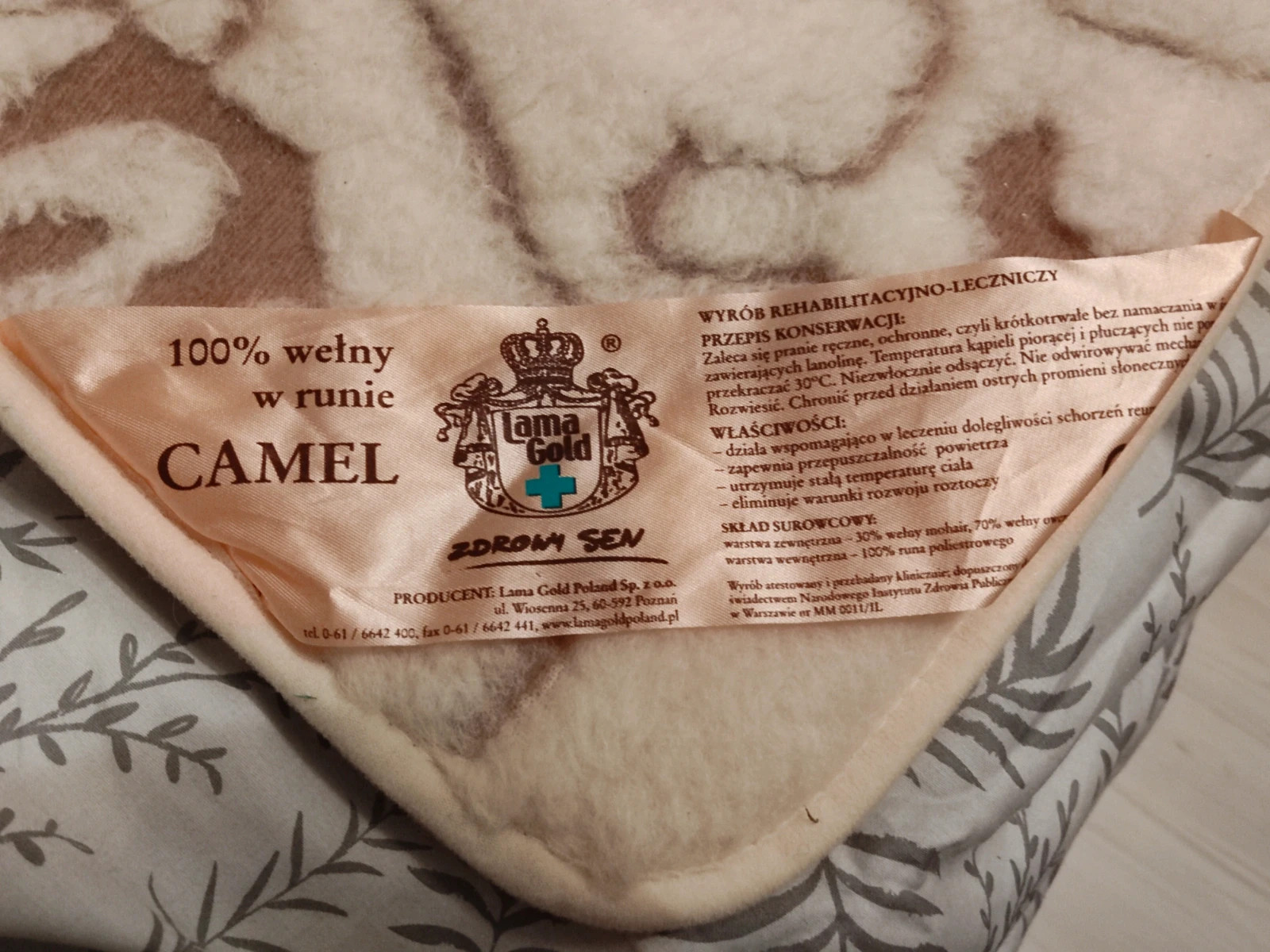 Kołdra wełniana koc Lama Gold Camel zdrowa naturalna wełniana owcza wełna mohair nowa