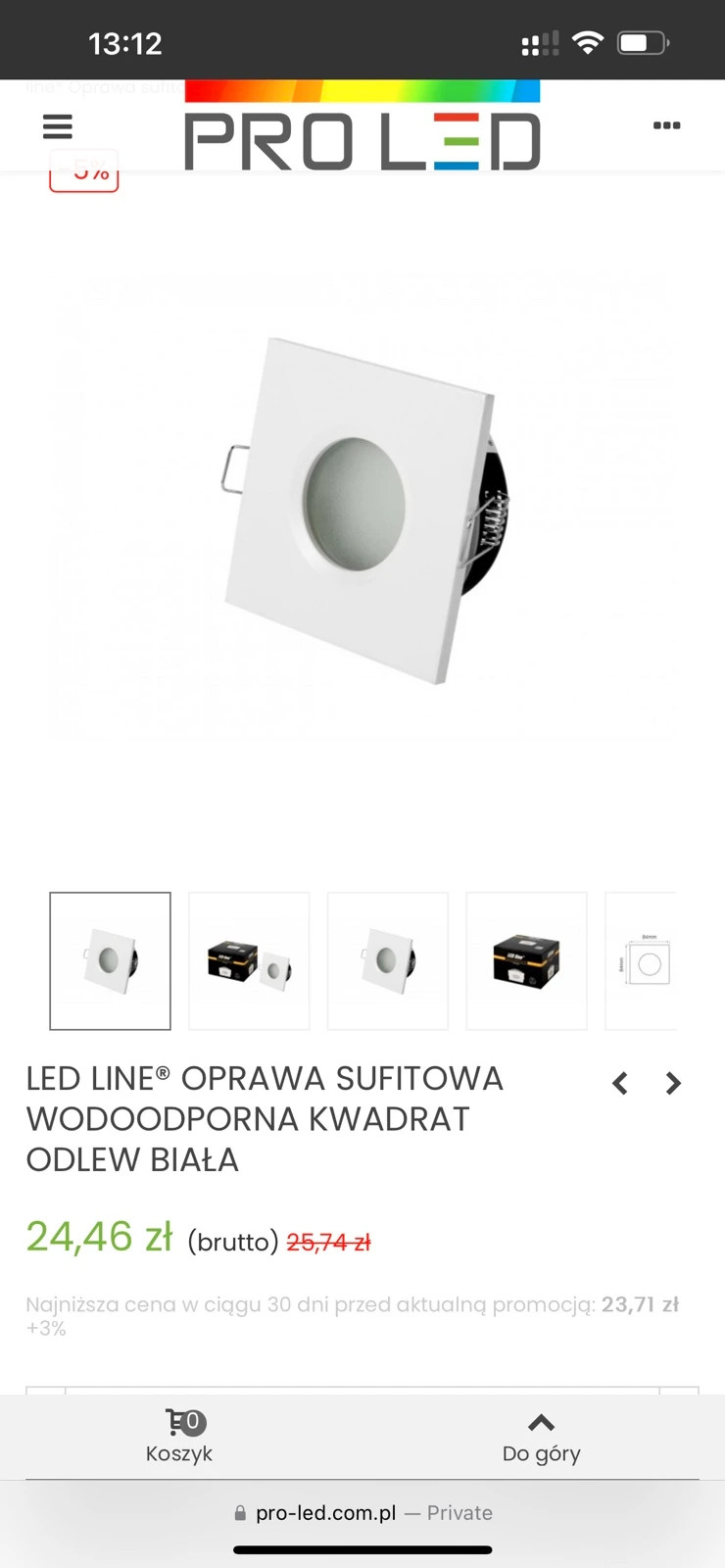 Led Line oprawa sufitowa wodoodporma biała 21 szt