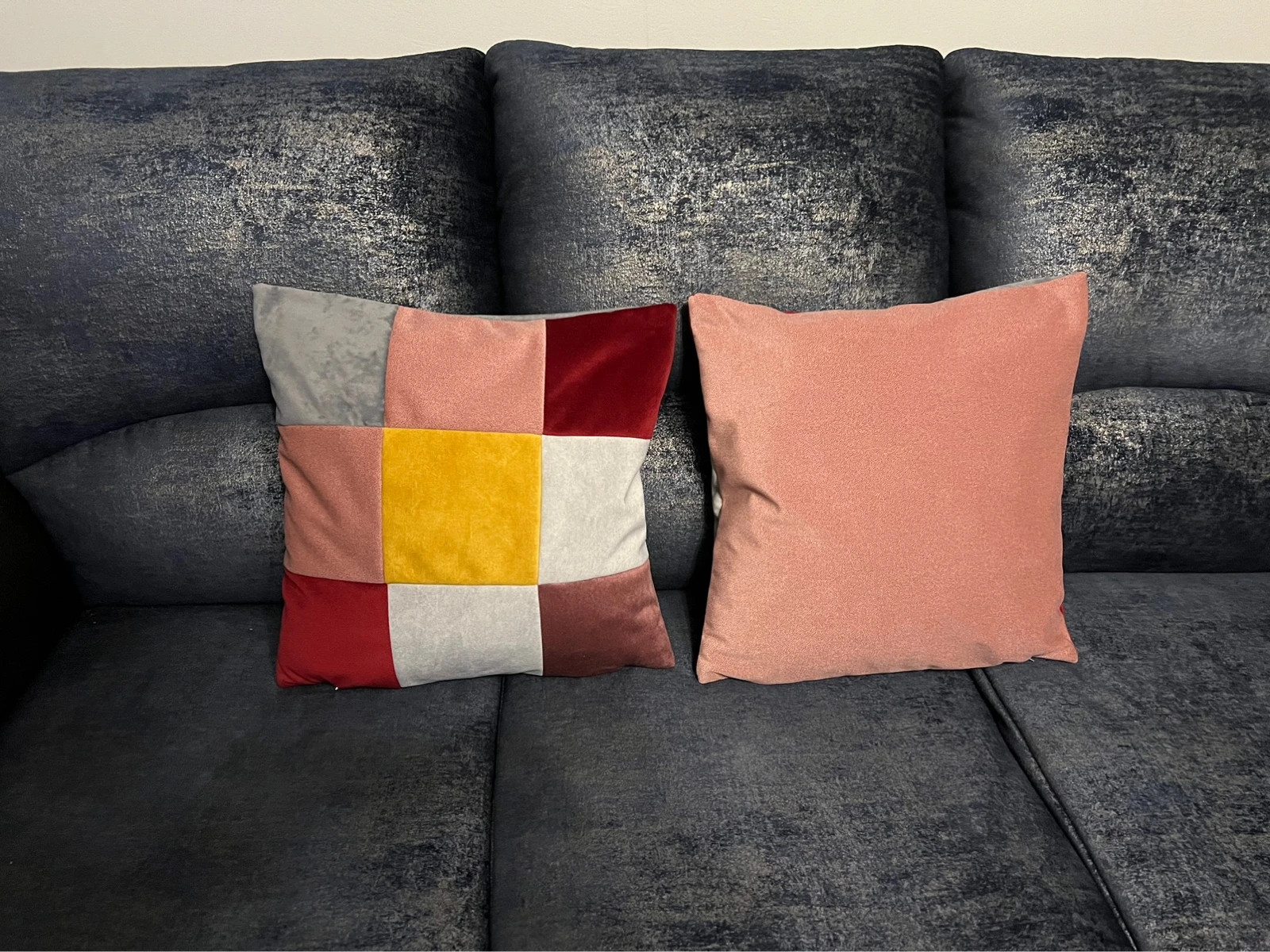 Poszewki dekoracyjne na poduszki (jaśki) kolorowe patchworkowe kompozycja