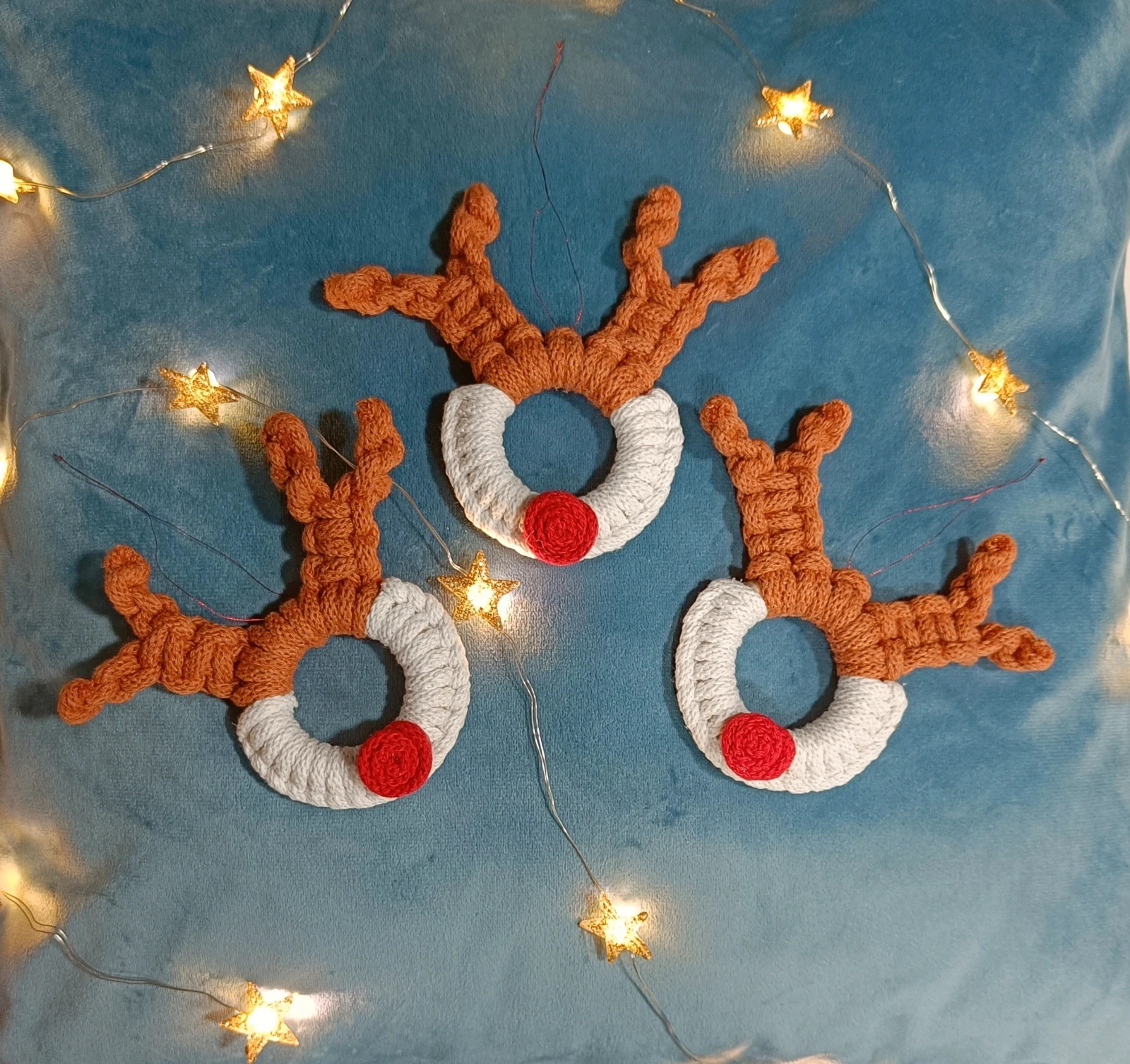 Ozdoby świąteczne makrama dekoracje choinkowe renifery