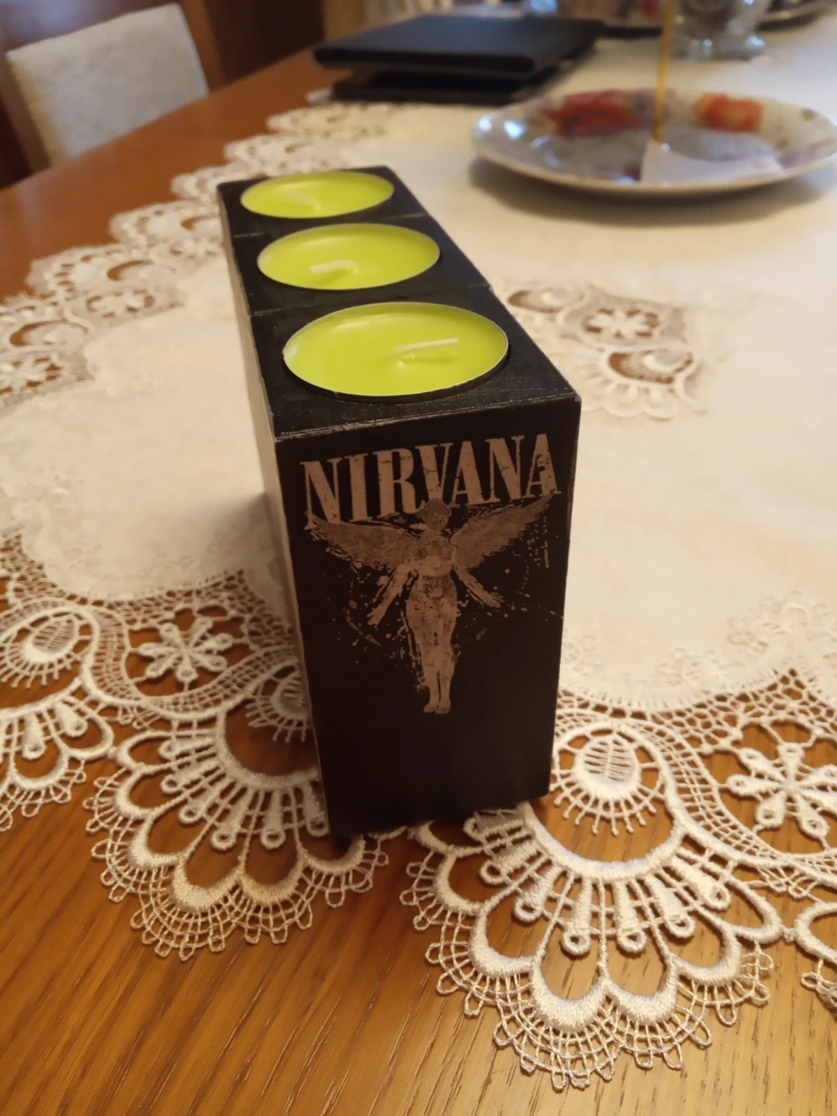 Nirvana świecznik drewniany duży
