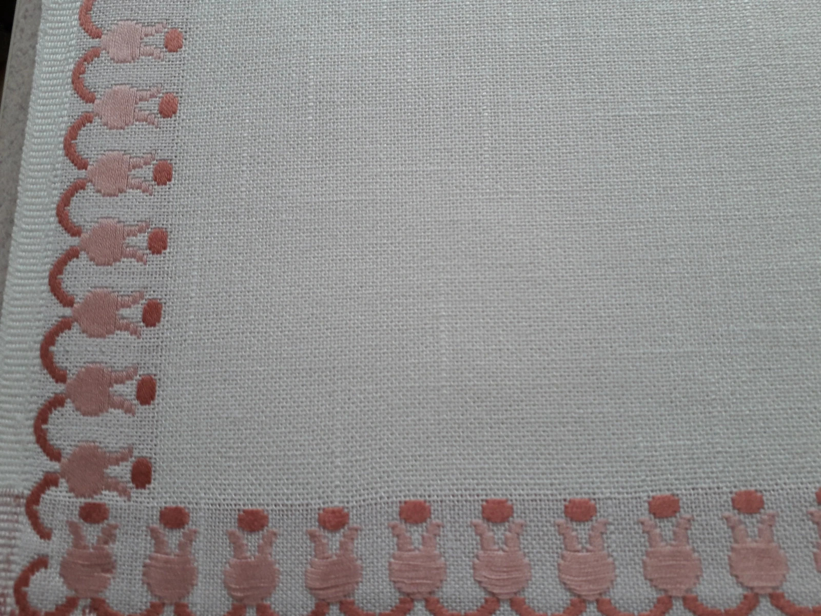 NOWY lniany obrus z haftem - roz160 × 130