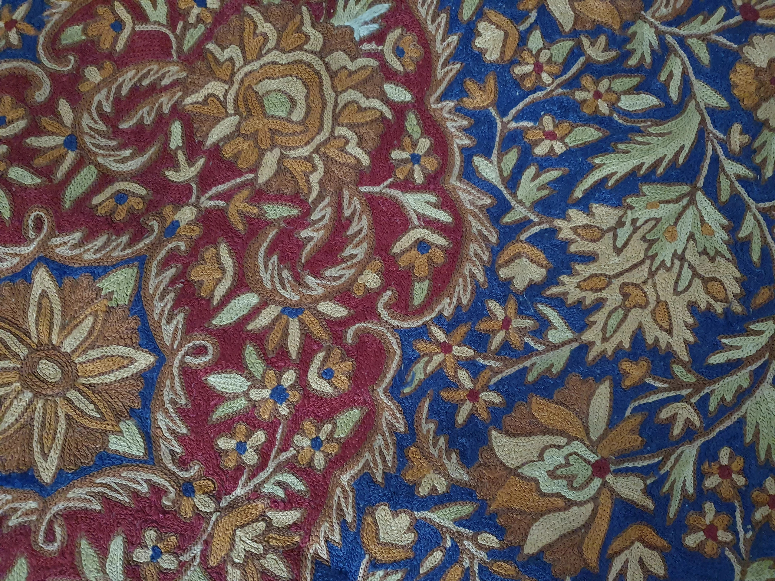Dywan kaszmirowy gobelin tapicerka ręcznie robiony wełna dywan Crewel (E1)