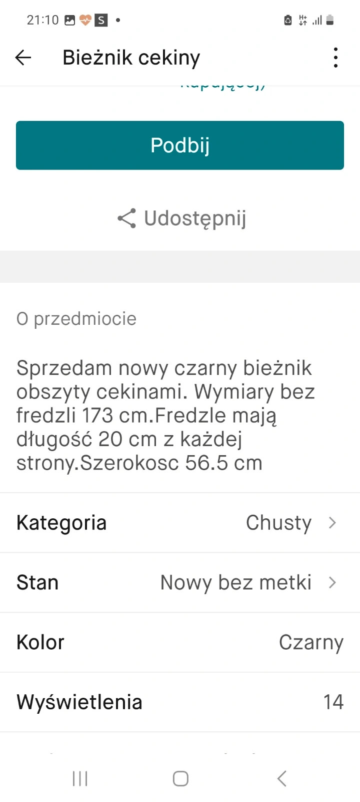 Bieżnik z cekinami