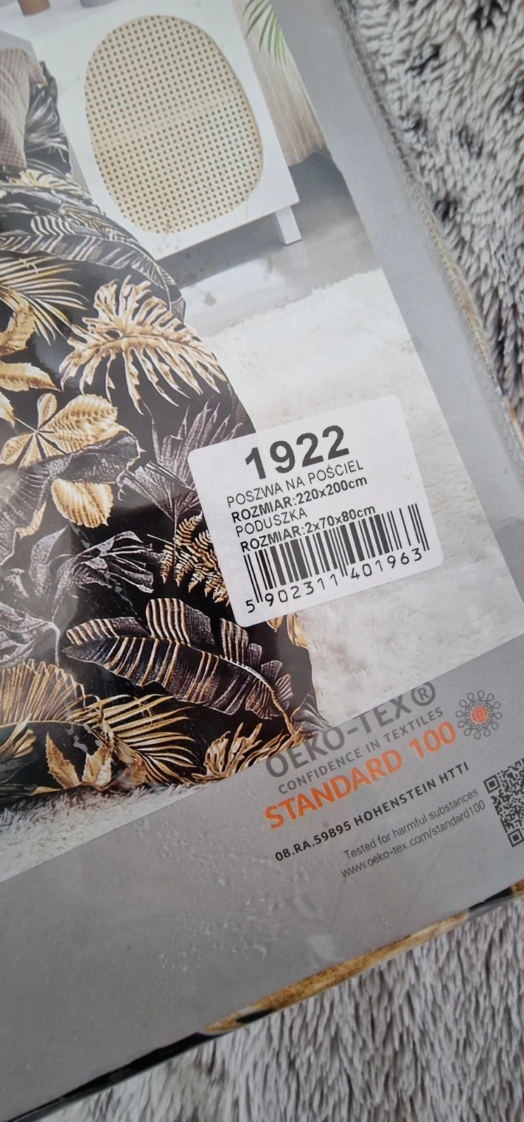 Komplet pościeli cotton world 220x200 czarno złoty elegancki dwustronny