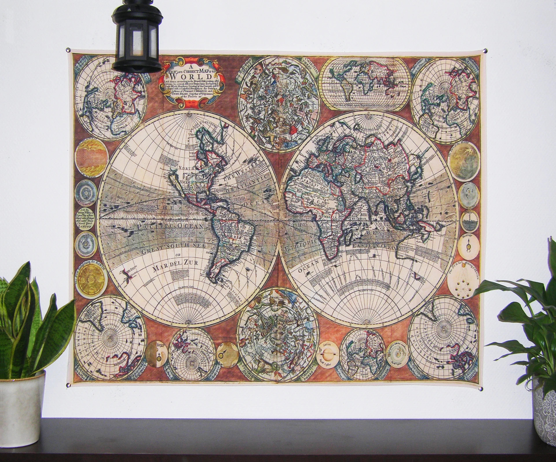 Tkanina ścienna/narzuta "Old World Map" ok 94cm/75cm nowa