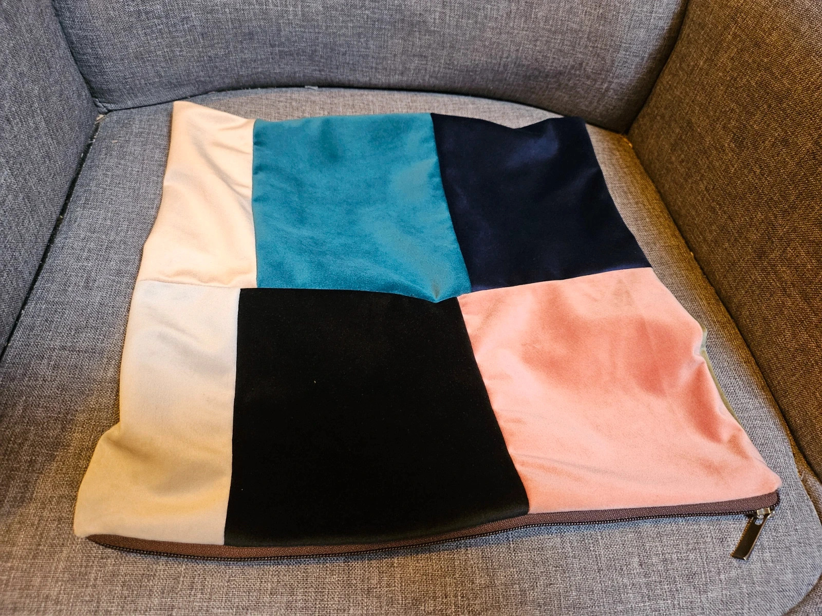 Poszewka na poduszkę dekoracyjna welur velvet patchwork