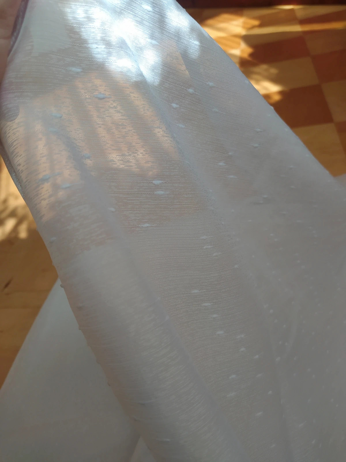nowa biała firana matowa 159 x 400 cm w delikatny deszczyk z taśmą firanka