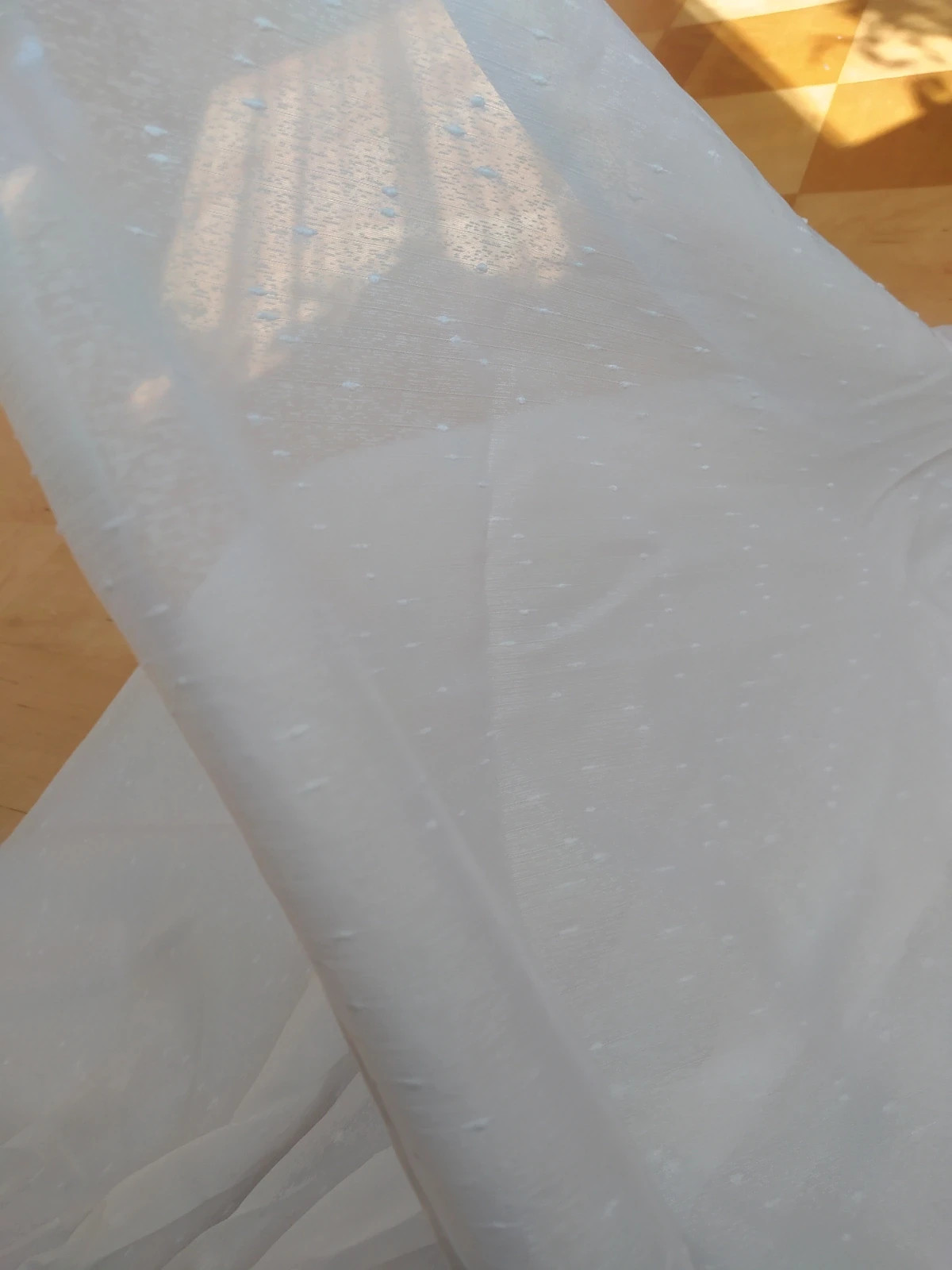 nowa biała firana matowa 159 x 400 cm w delikatny deszczyk z taśmą firanka