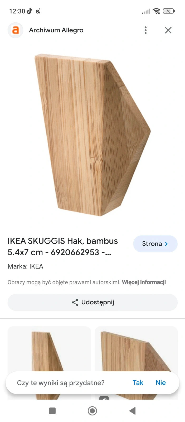 Wieszak pojedynczy Ikea 2szt