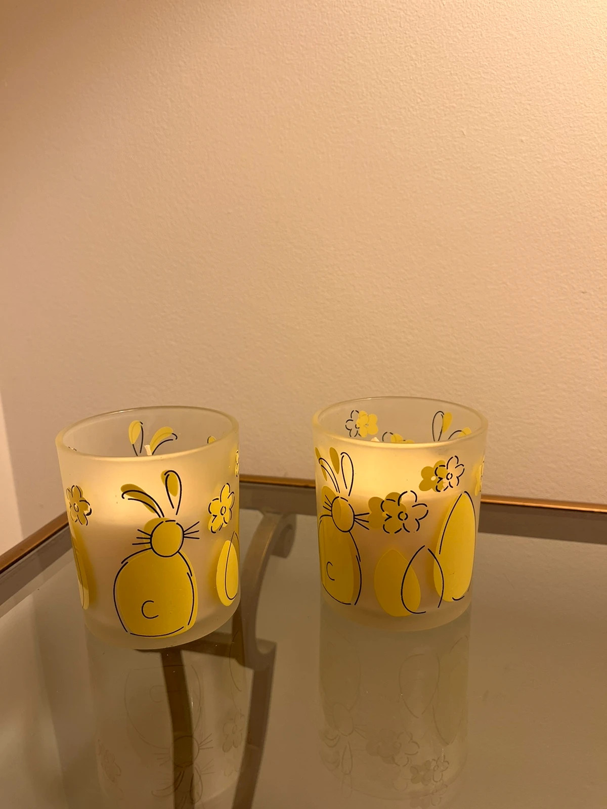 Wielkanocne dwie świeczki w Zajączki biało żółte