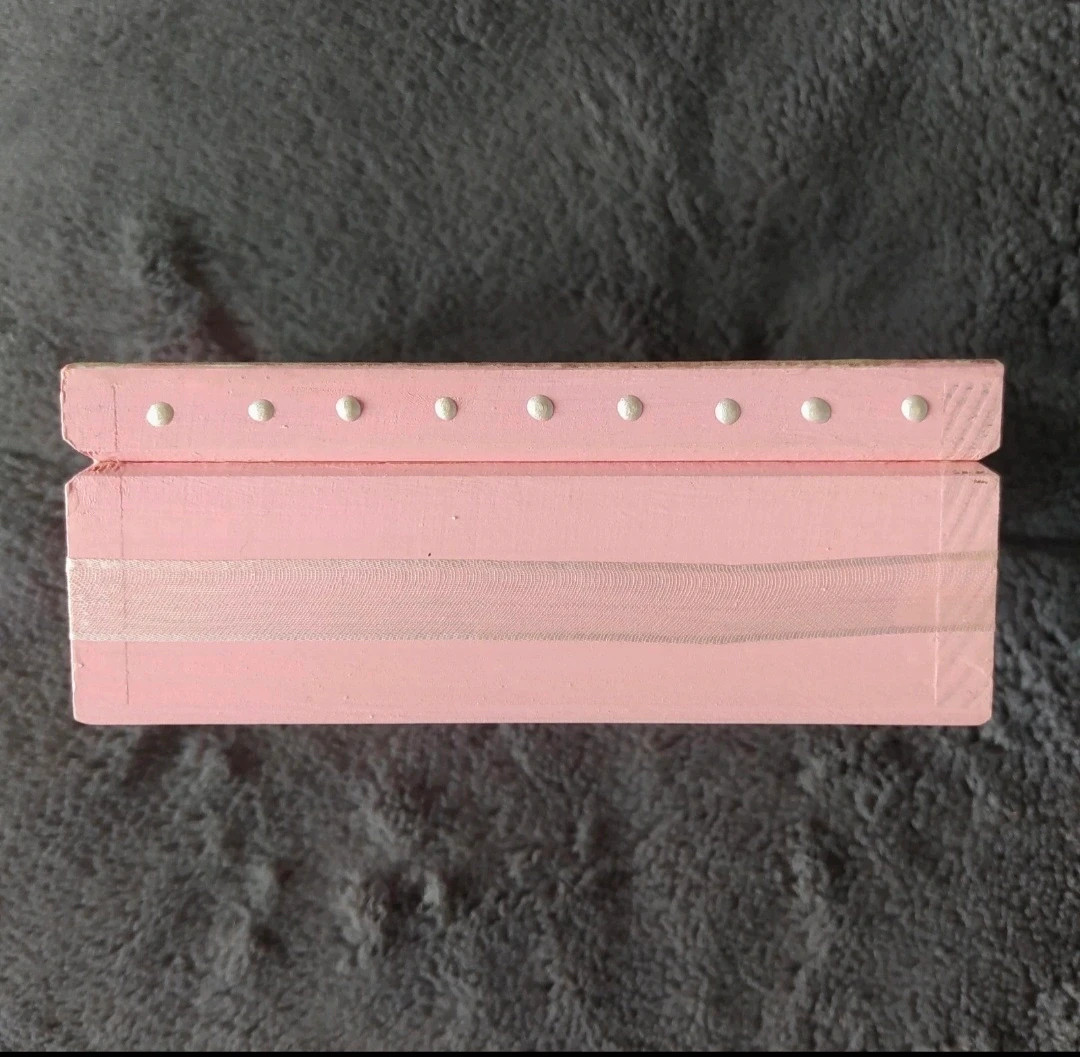 szkatułka handmade różowa decoupage dekupaż