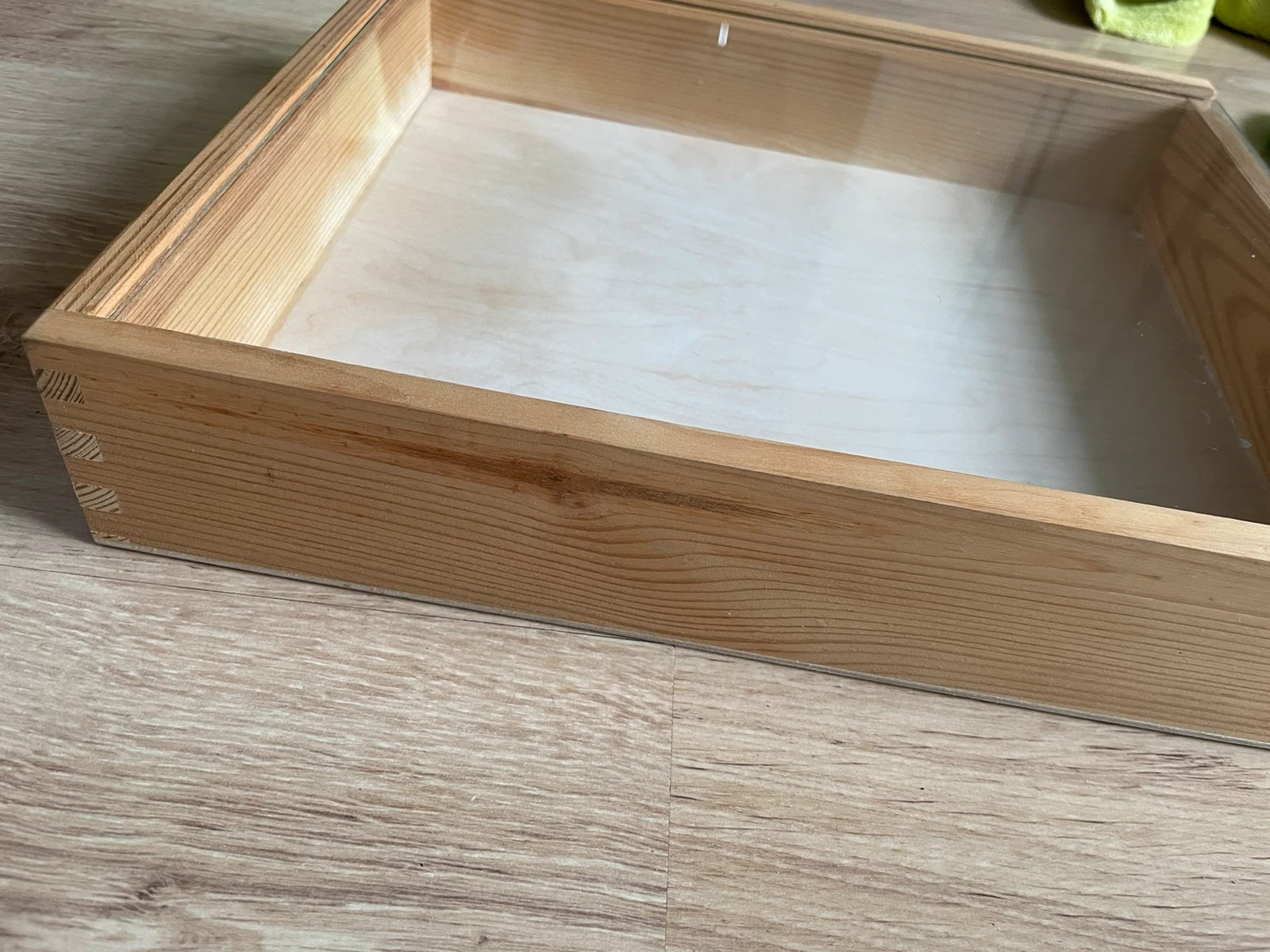 Pudełko solidne drewno z szybką decoupage hand made szyba