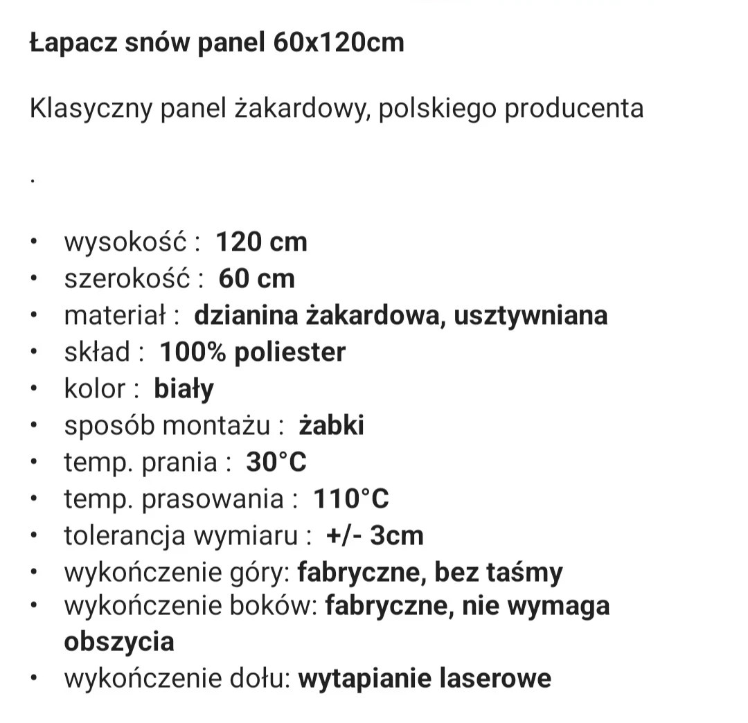 Panele firany  łapacz snów białe