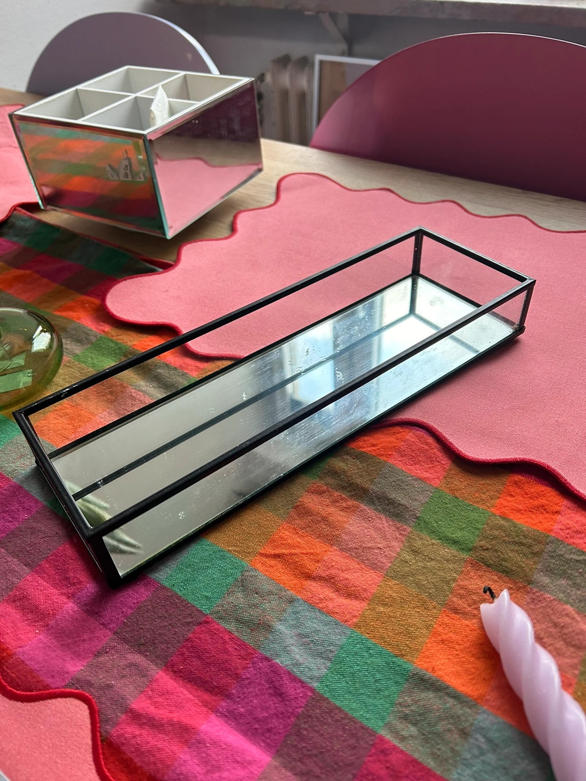 Glass mirror tray