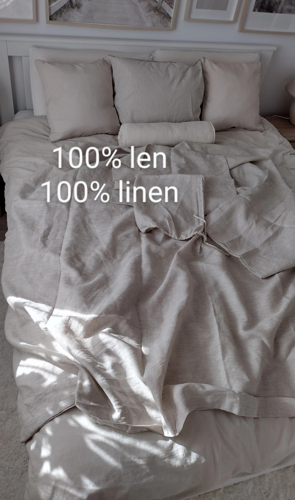 Linen duvet cover set beige nude nature eco pościel lniana len