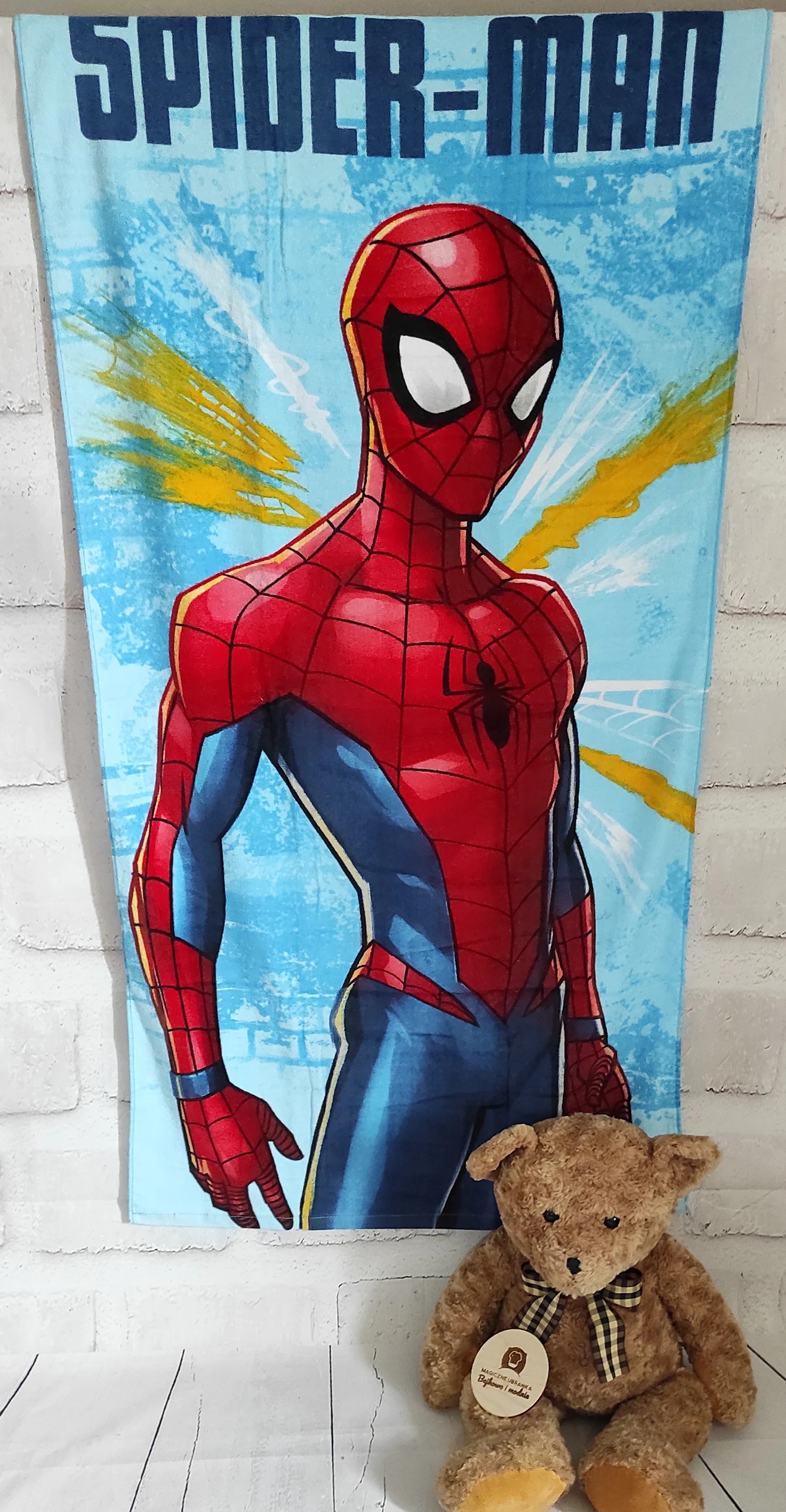 Bawełniany ręcznik kąpielowy Spiderman na wakacje na plażę Marvel 140/70 duży plażowy