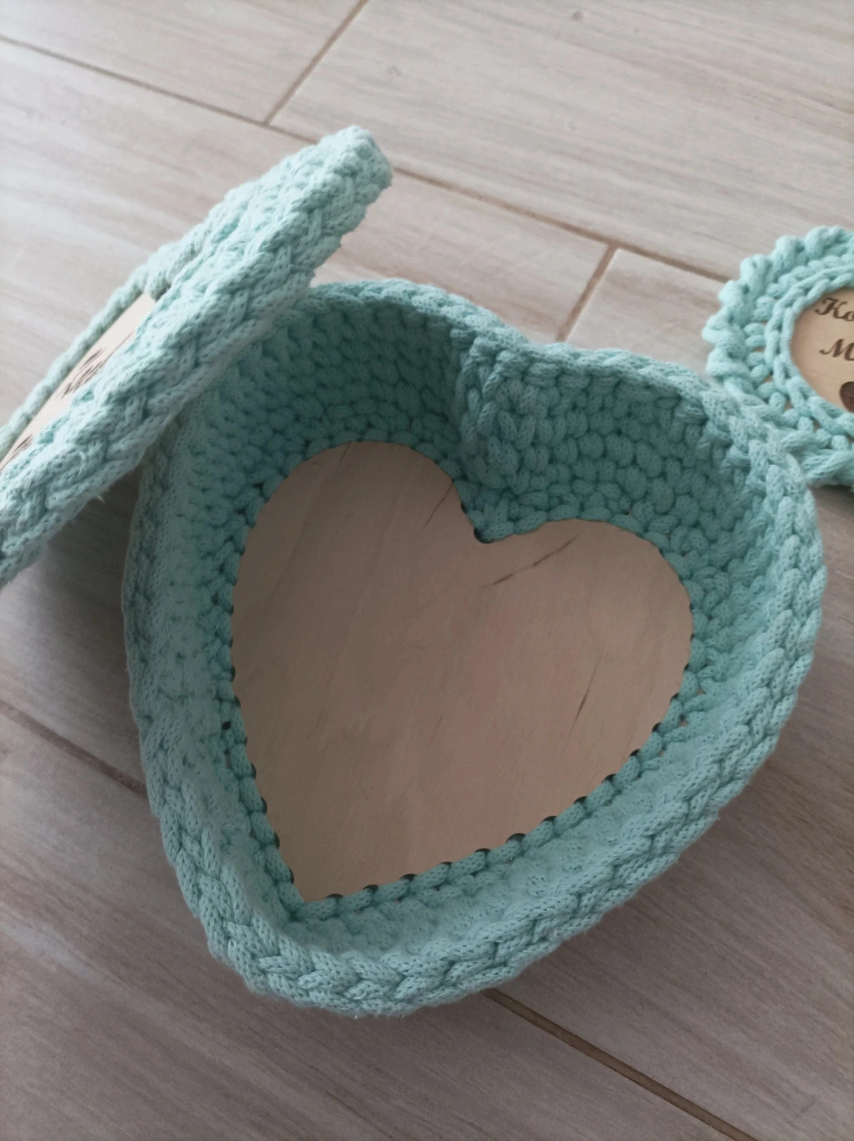 Koszyczek serce handmade sznurek bawełniany Dzień Matki