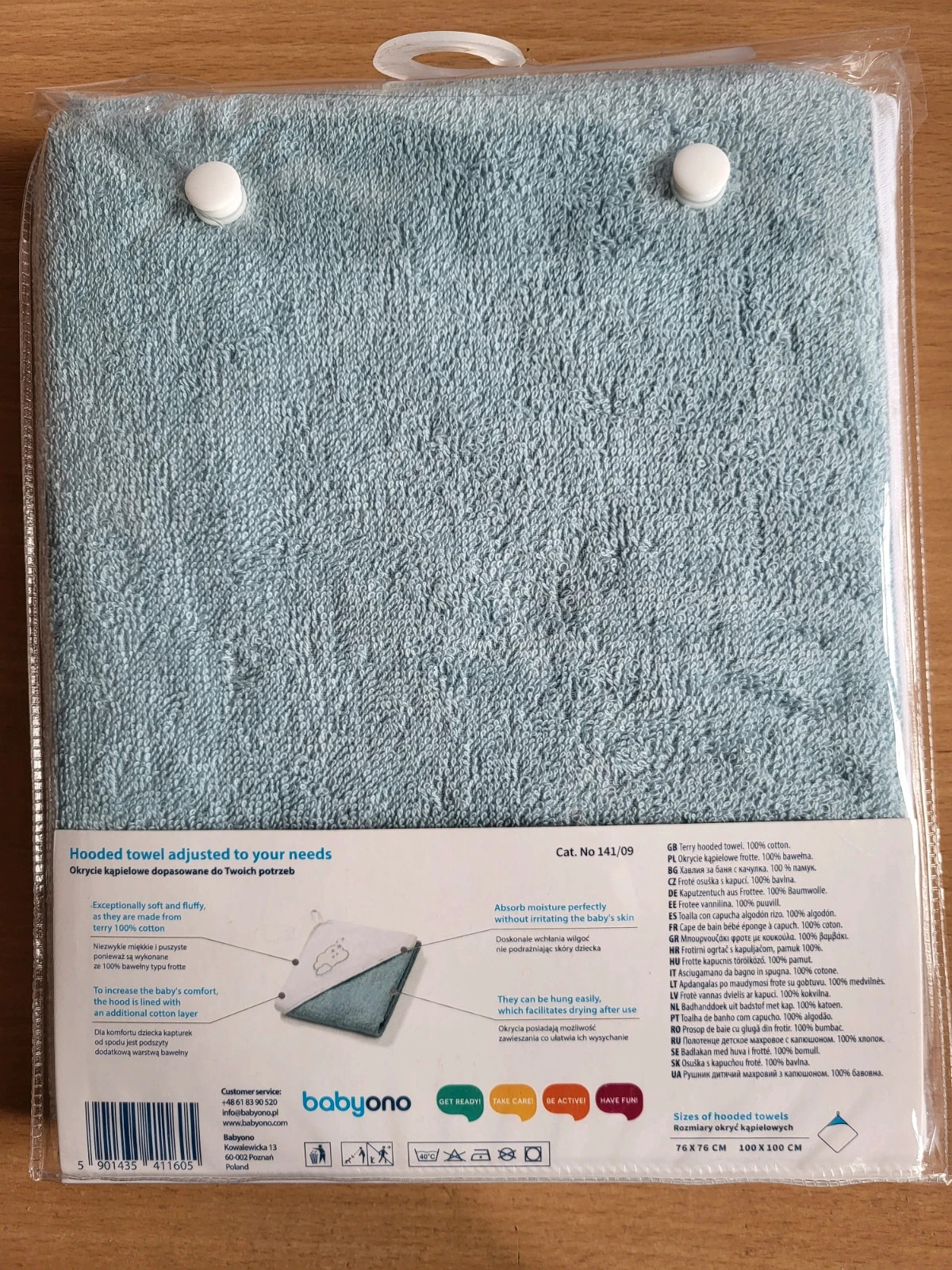 Okrycie kąpielowe ręcznik dla dzieci BabyOno niebieski