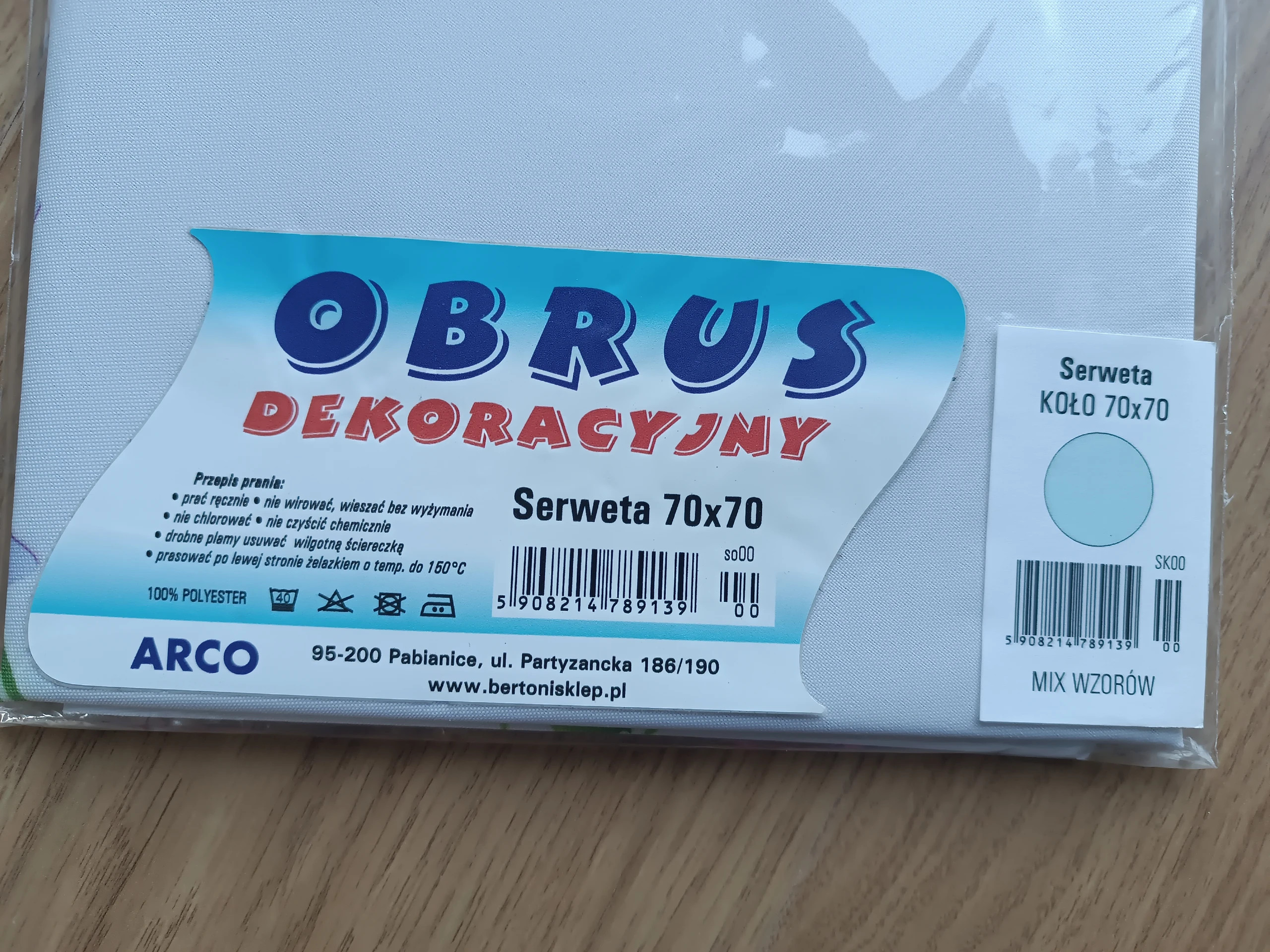 Obrus deklaracyjny serweta 70 x 70 koło