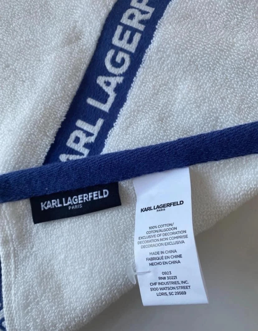 Ręcznik Karl Lagerfeld biało niebieski