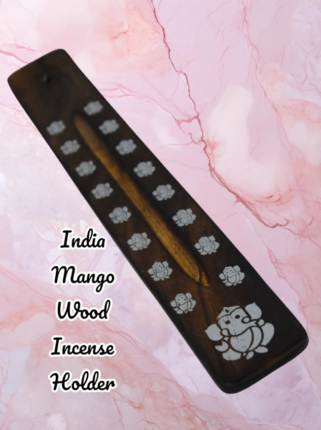 India Mango Wood Incense Holder Fired Finish Rustic Home Accessory