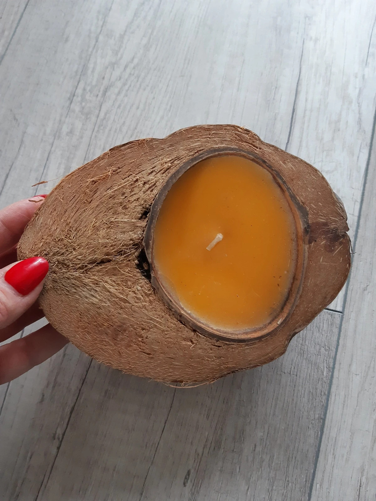 Świeczka kokos w orzechu hit z Tajlandii unikat blogerska vintage boho