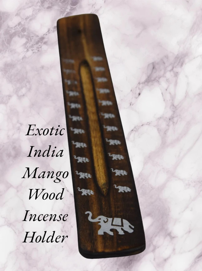 Exotic India Mango Wood Incense Holder Rustic Fired Finish Eco-Friendly