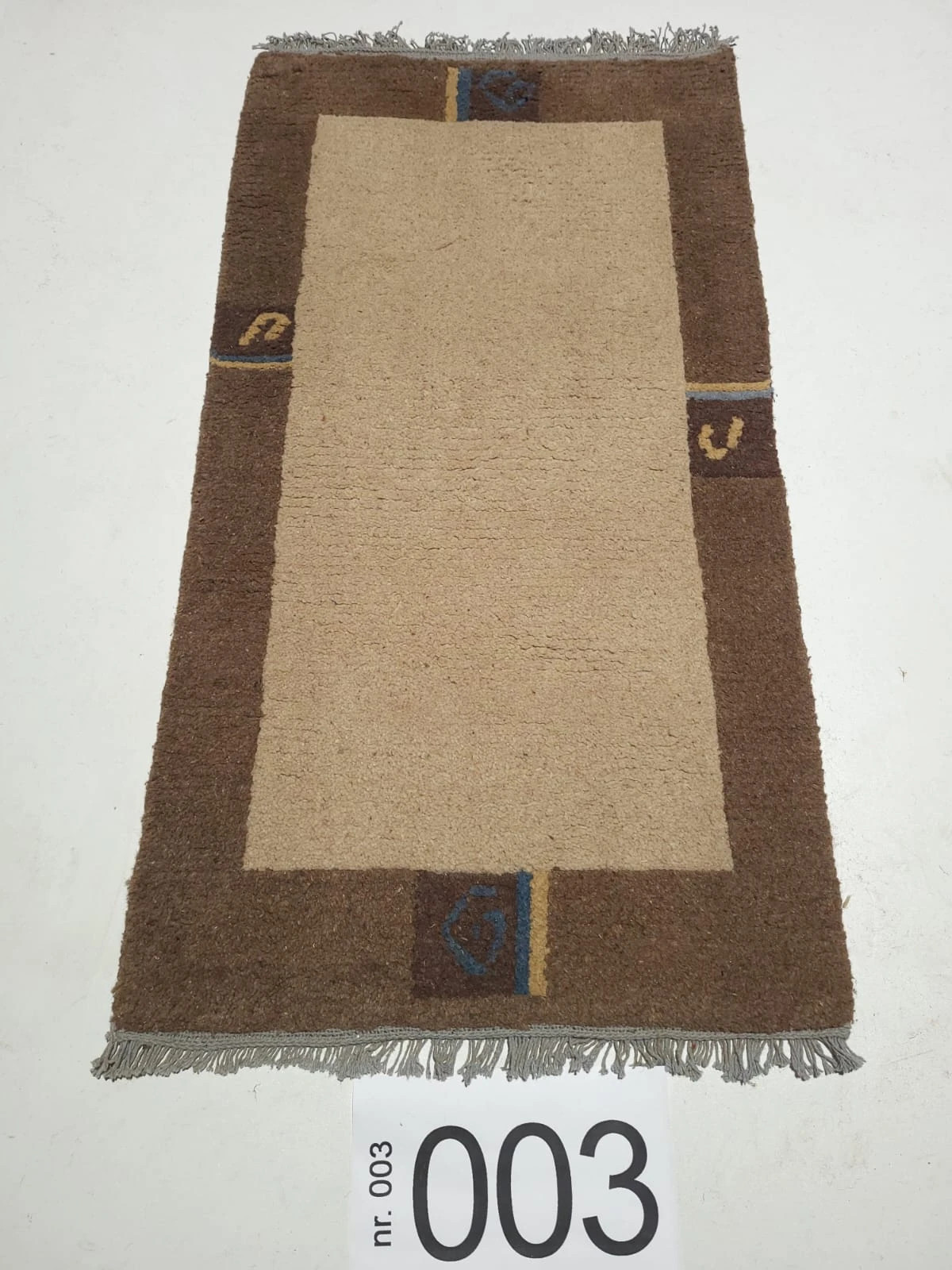 Naturalny przepiękny wełniany dywan Handmade Indie 70x140