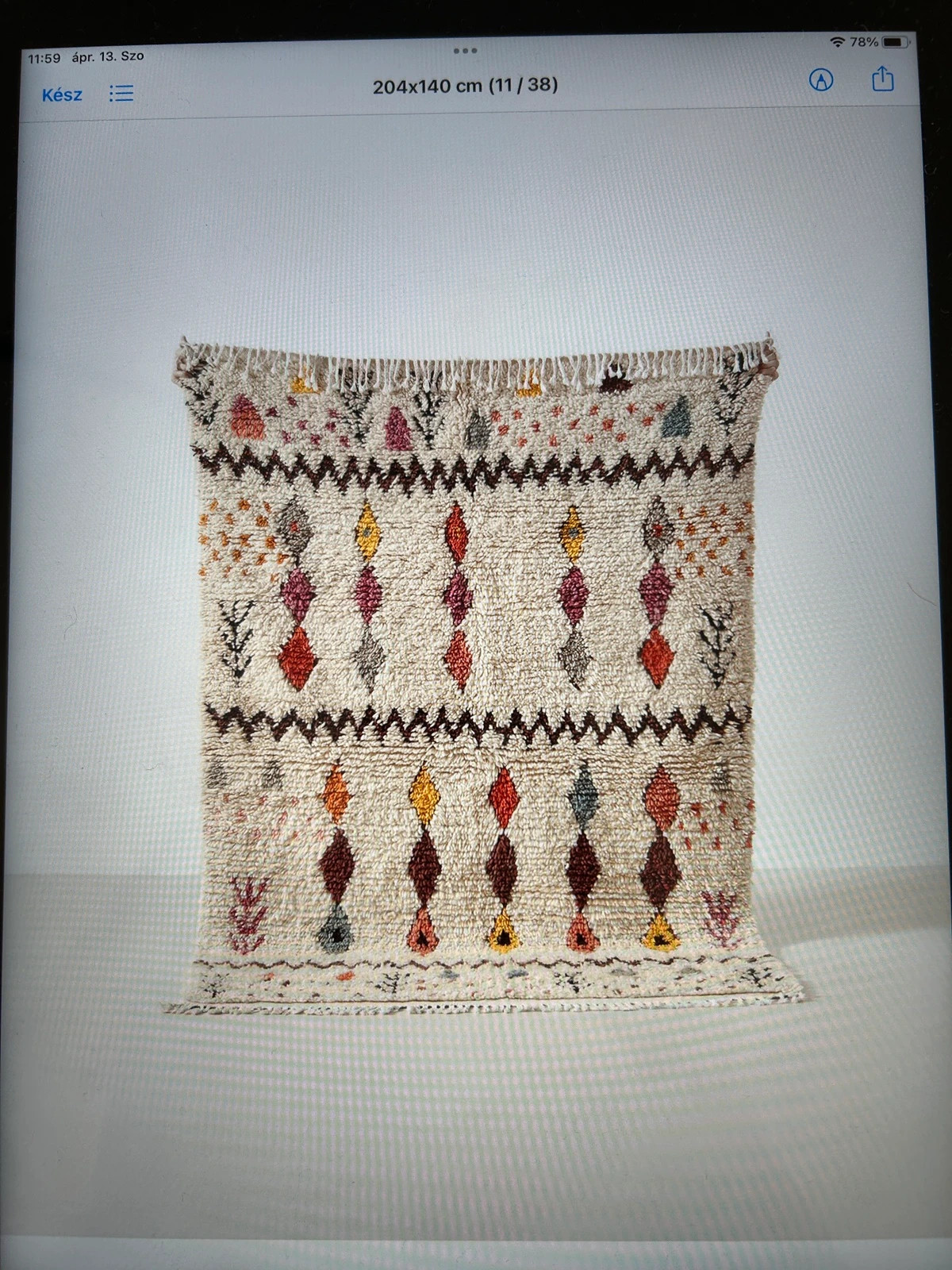 Moroccan Berber wool rug 204 x 140 cm