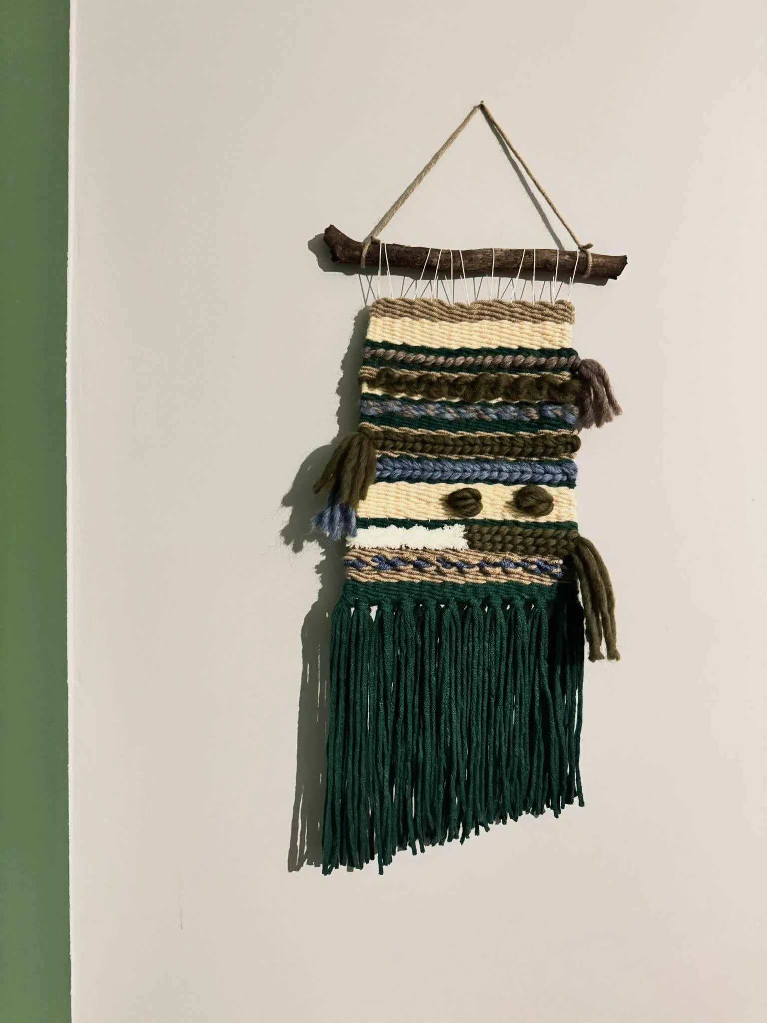 Makrama - dekoracja ścienna handmade - makatka zielony