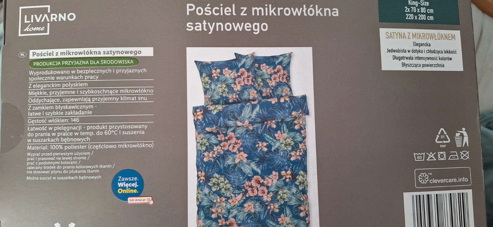 Sprzedam Posciel z mikrowłókna satynowego 220×200cm Nowa Livarno